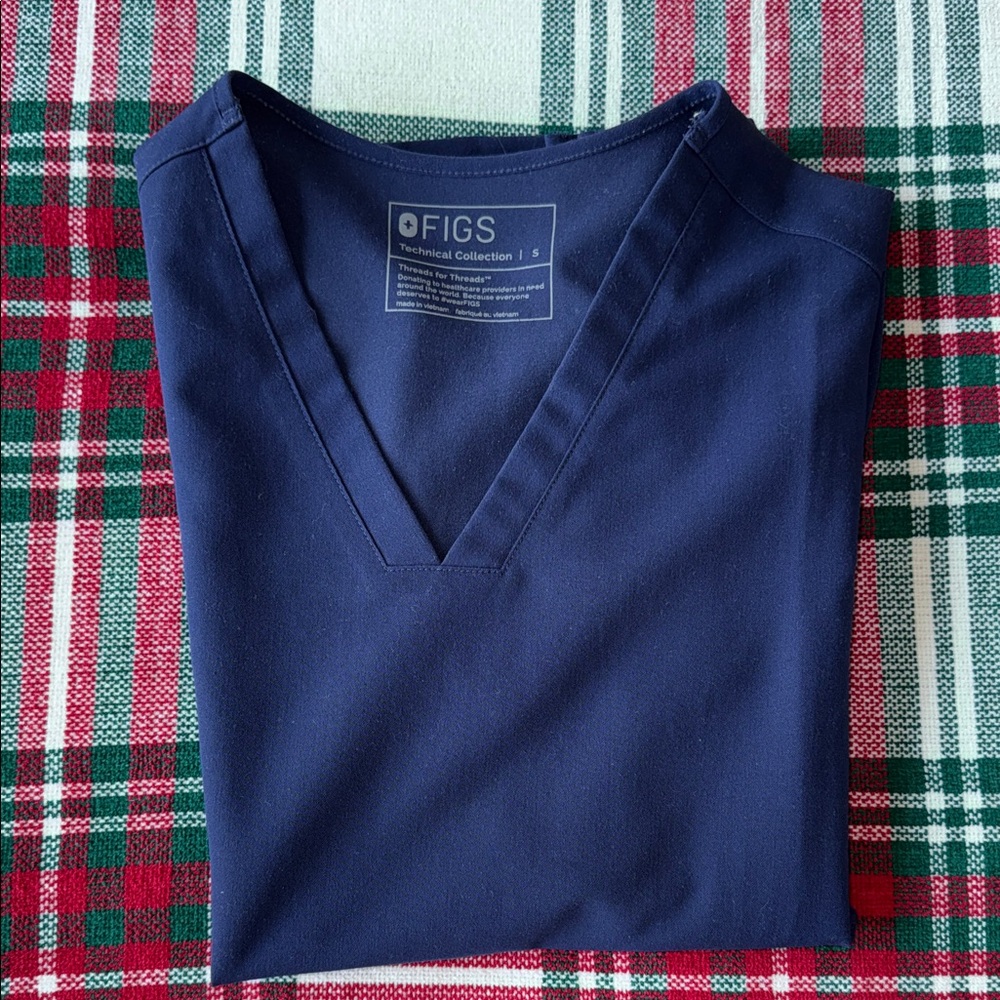 Figs Deep Blue V-Neck Scrub Top